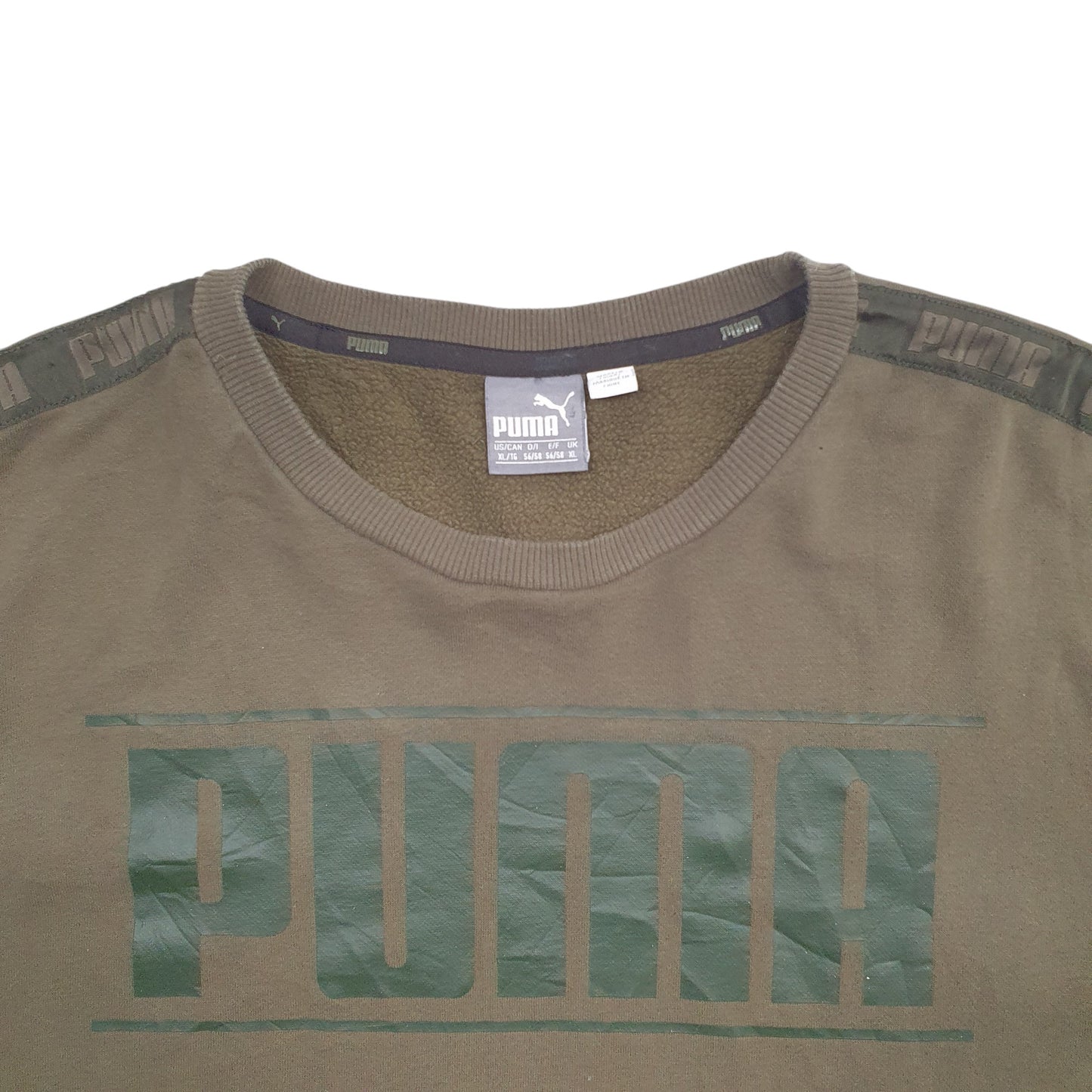 Mens Khaki Puma Spellout Crewneck Jumper