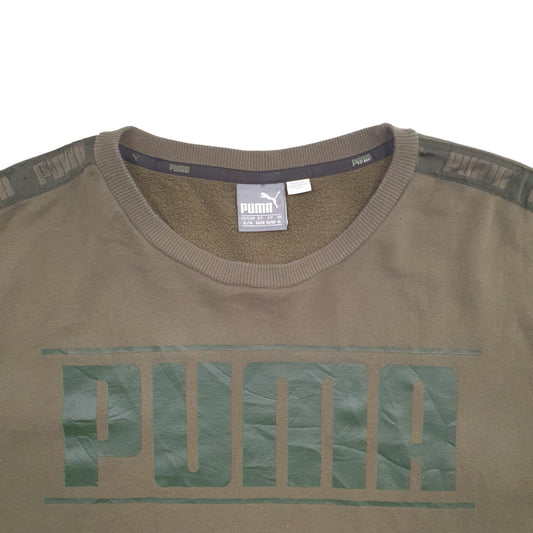 Mens Khaki Puma Spellout Crewneck Jumper