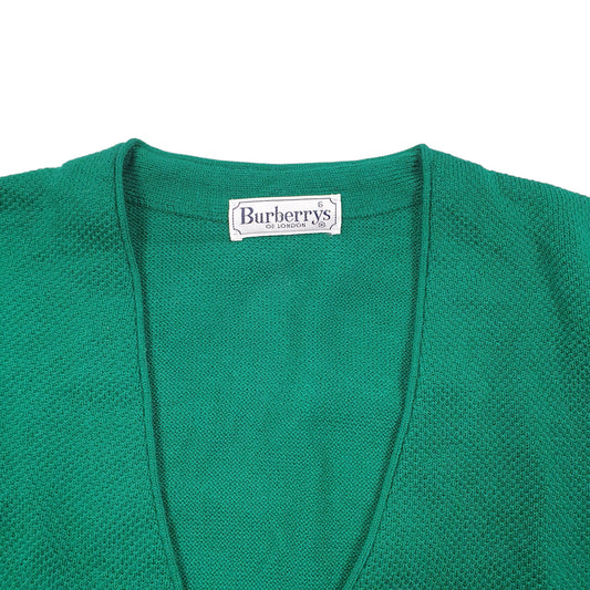 Mens Green Burberry Vintage Knit London Cardigan Jumper