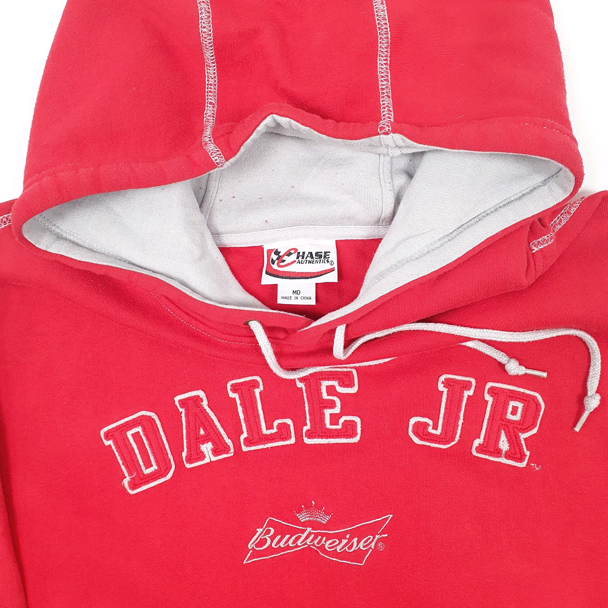 Mens Red Chase Authentics Nascar Dale Jr Budweiser Hoodie Jumper