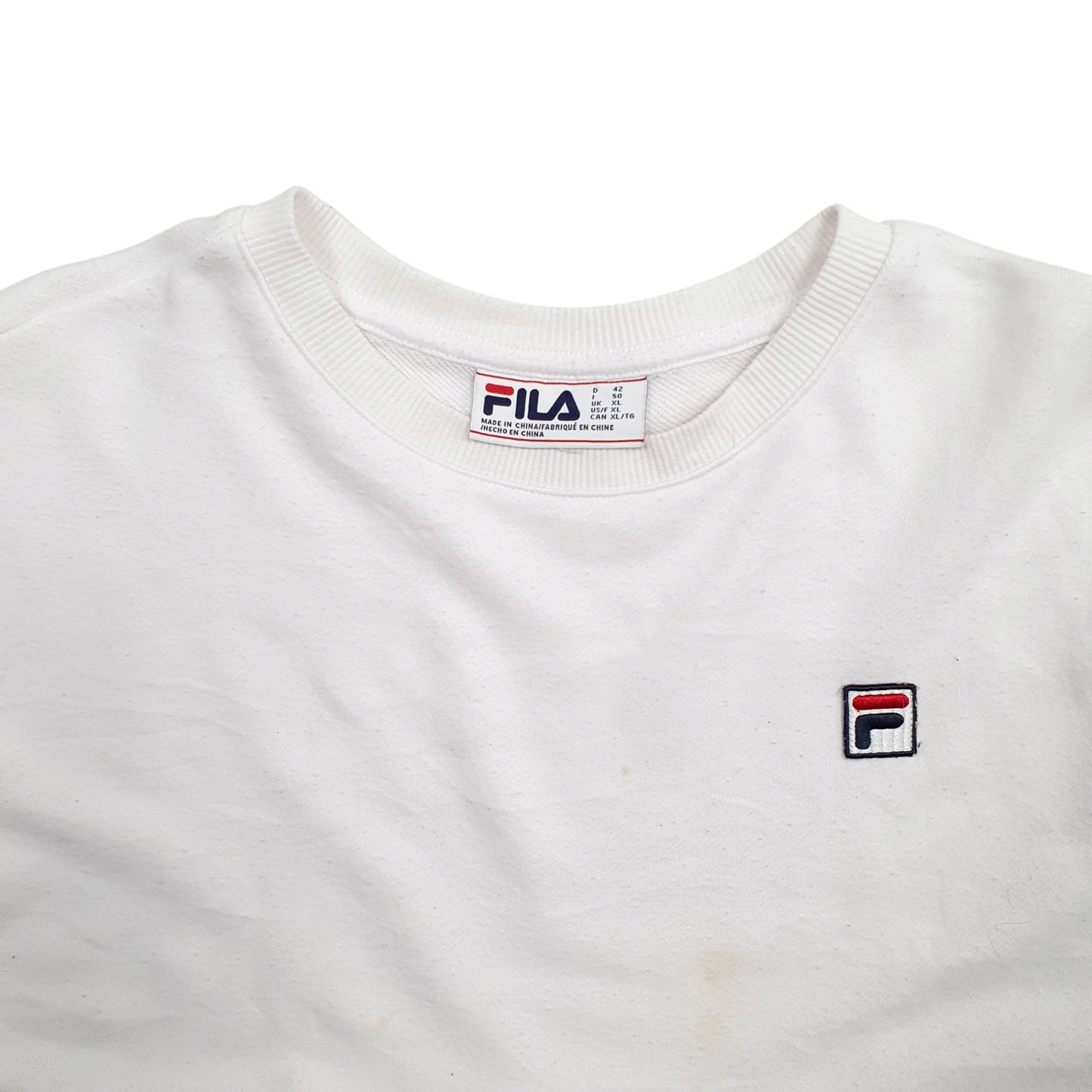 Mens White Fila  Crewneck Jumper