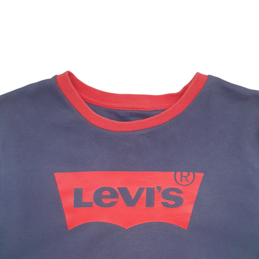 Womens Navy Levis Spellout Crewneck Jumper