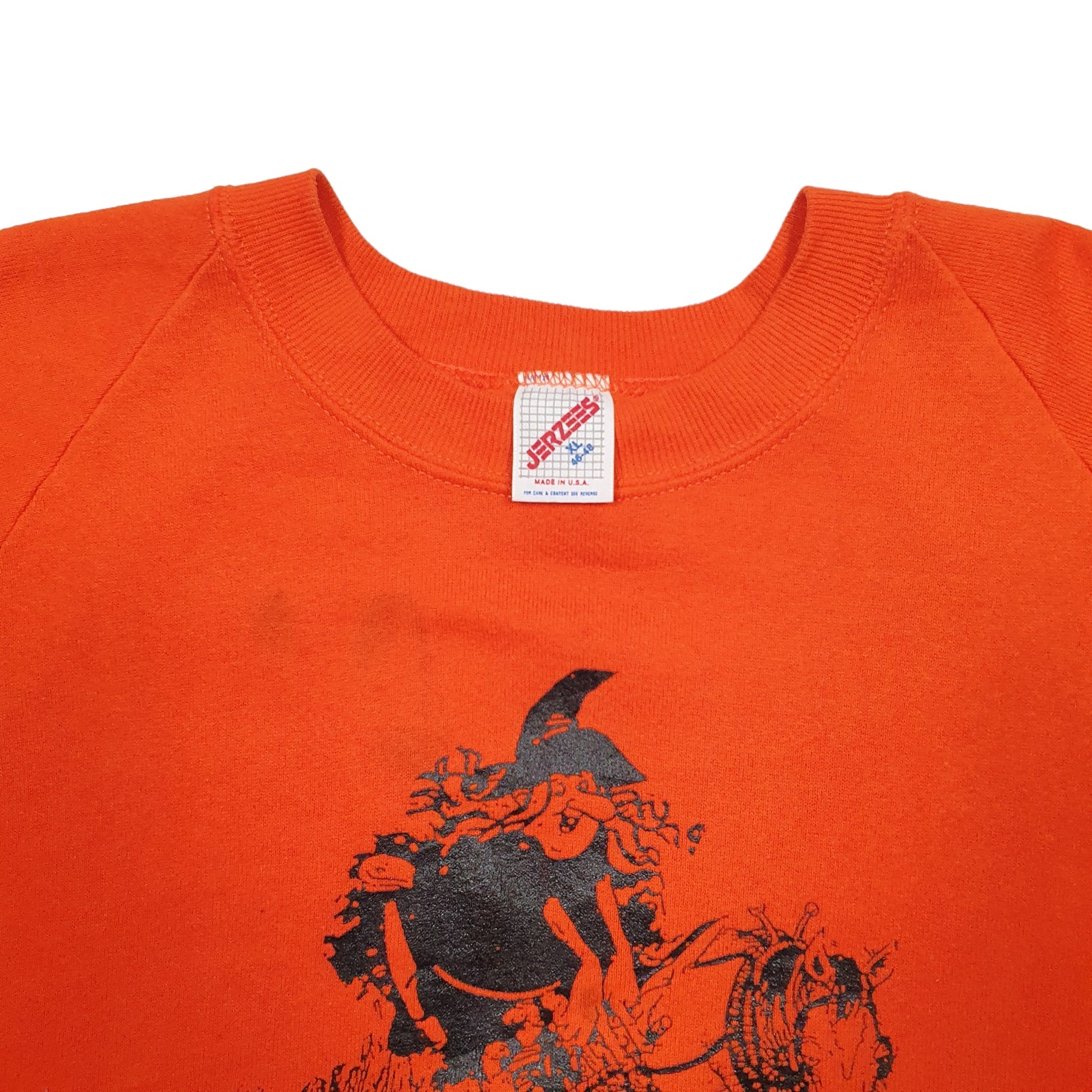 Mens Orange Jerzees Haunted Made In USA Crewneck Jumper