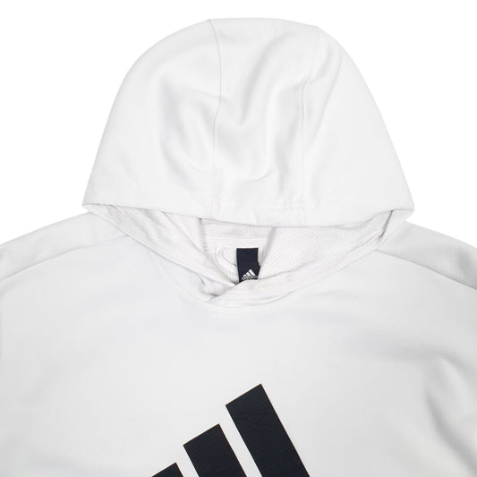Mens White Adidas Spellout Hoodie Jumper