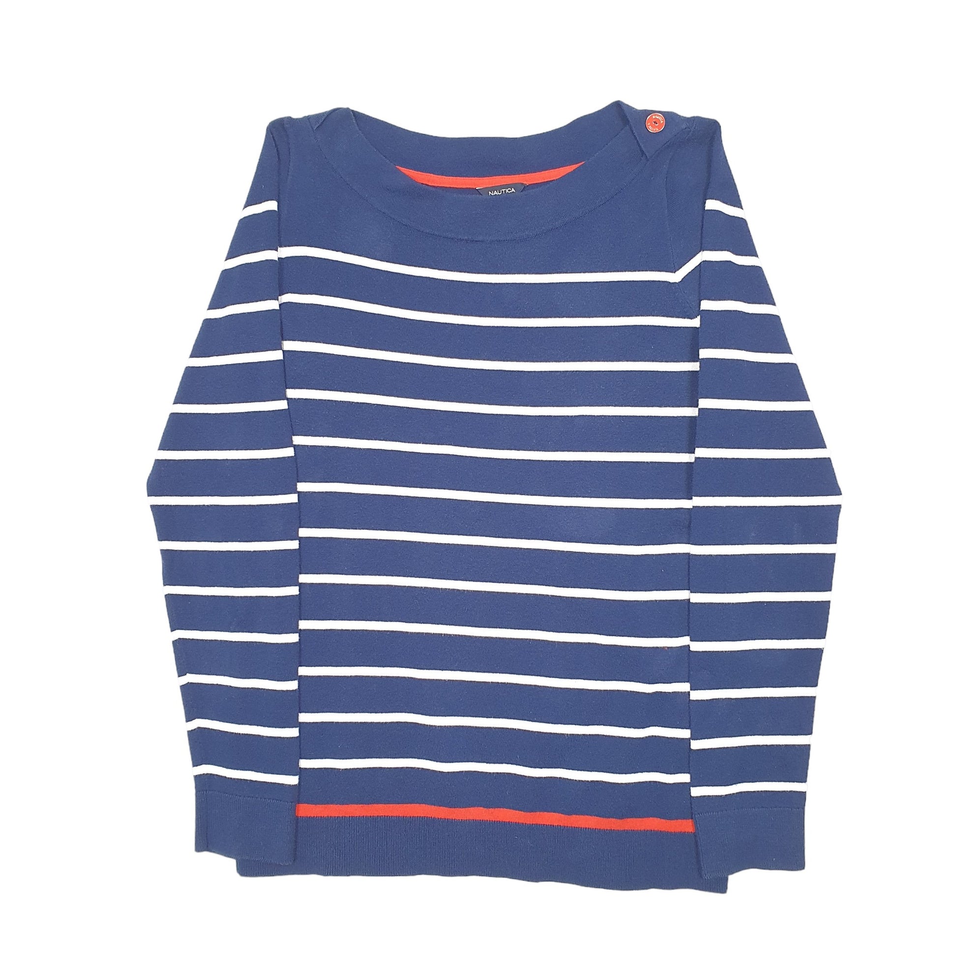 Womens Navy Nautica Knit Nautical Stripe Crewneck Jumper