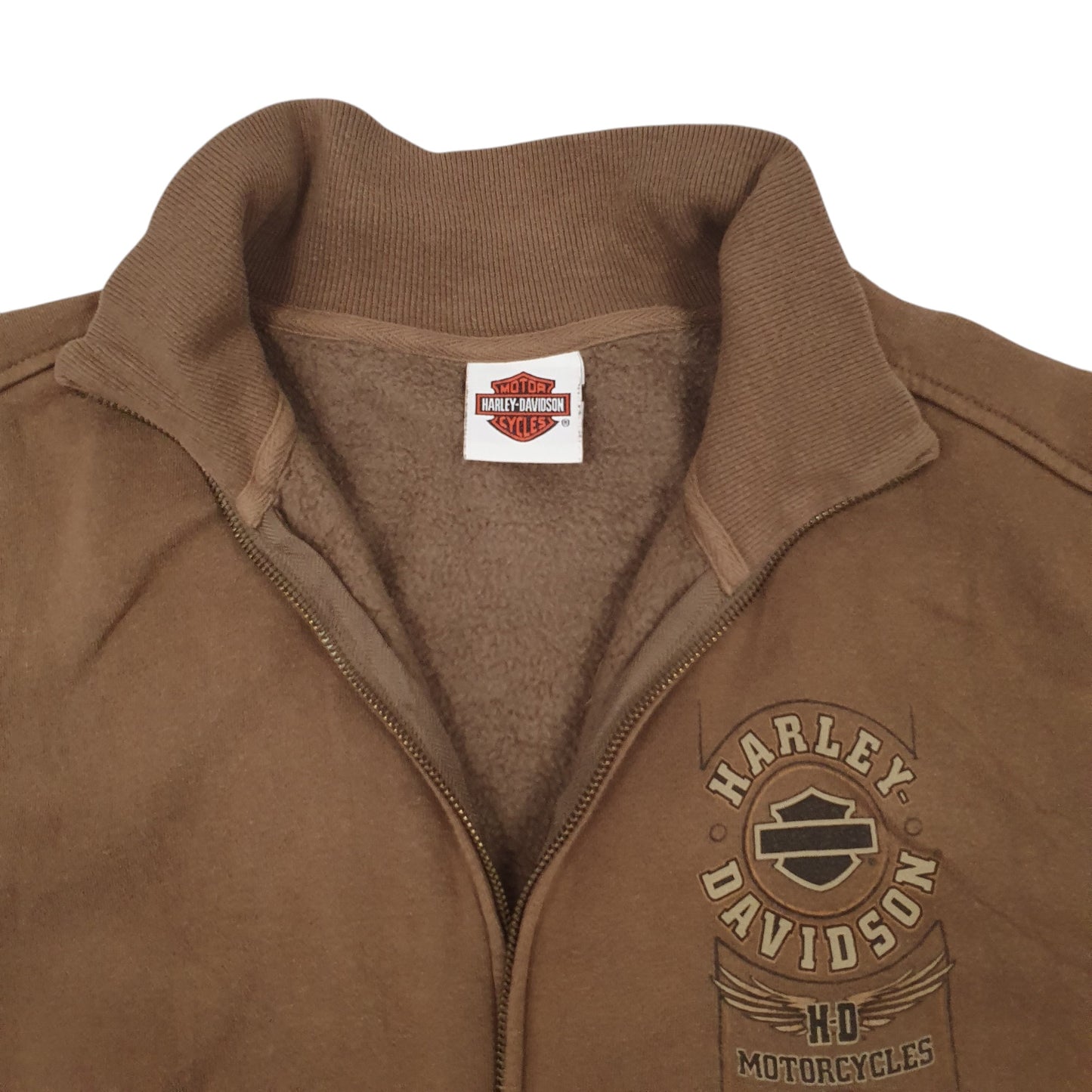 Mens Beige Harley Davidson  Full Zip Jumper