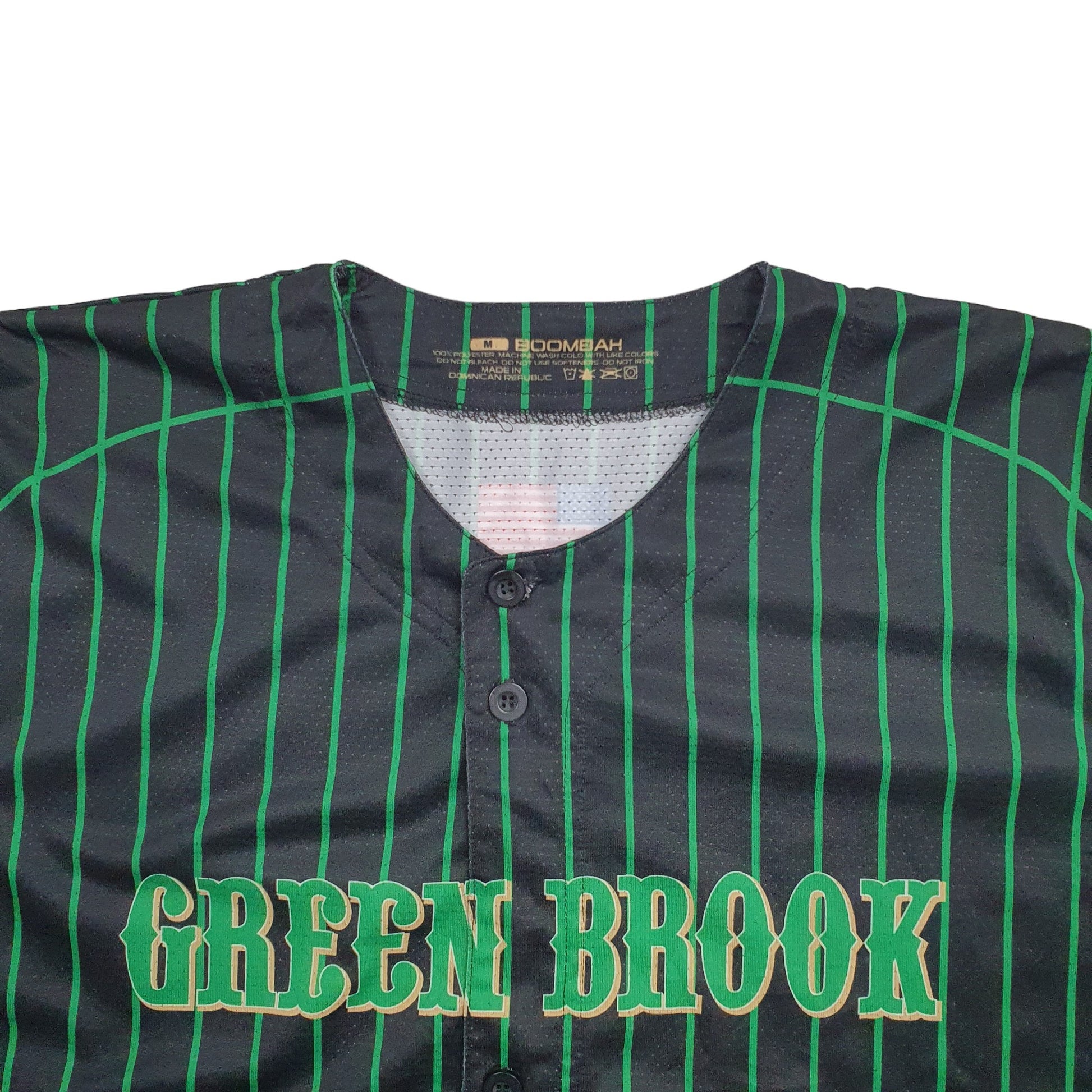 Mens Black Boombah Baseball Jersey Green Brook Short Sleeve T Shirt