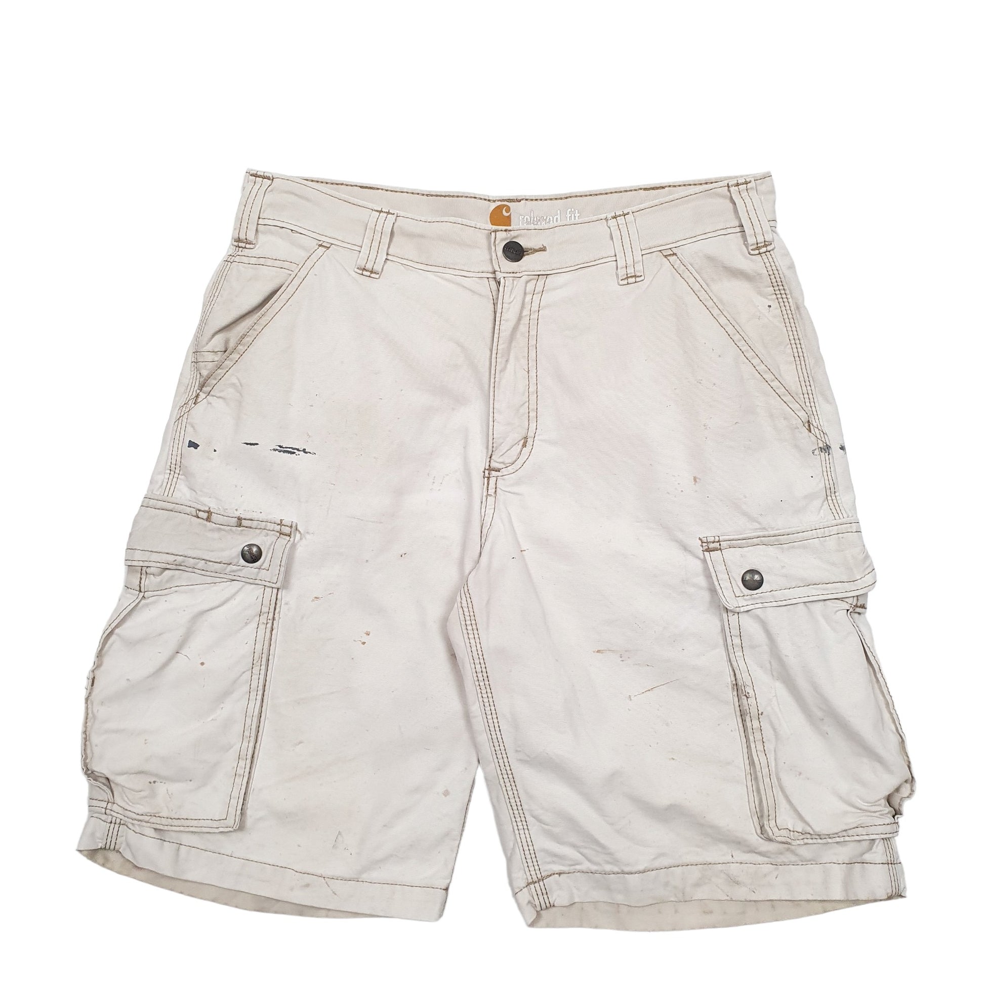 Mens Cream Carhartt Workwear Cargo Shorts