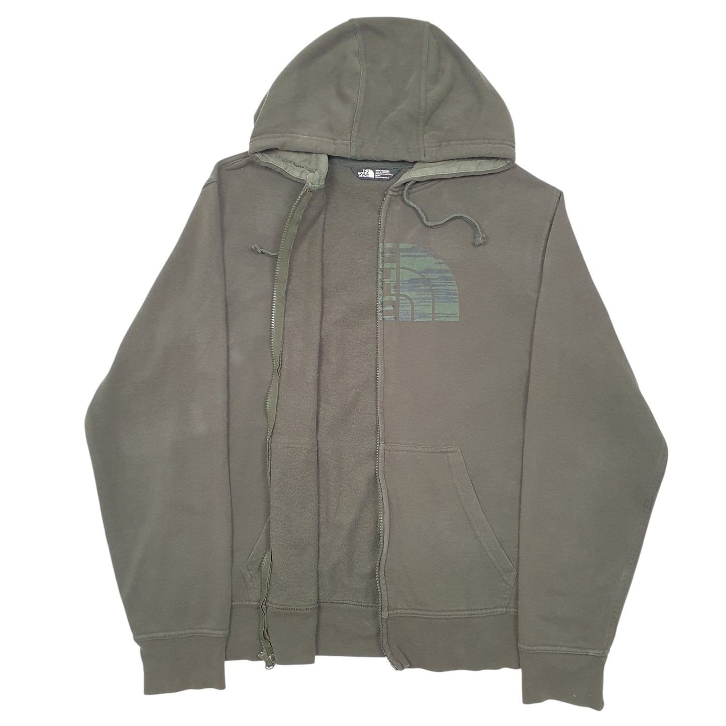 Mens Green The North Face Spellout Hoodie Full Zip Jumper