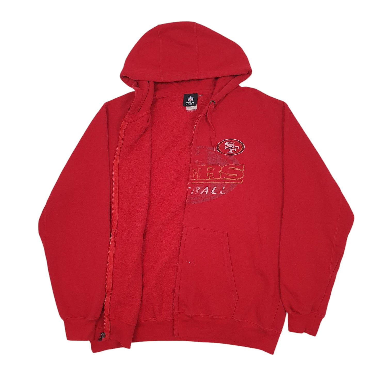 Mens Red NFL 49ers Football Full Zip Jumper