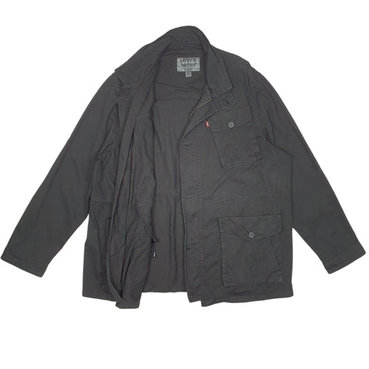 Mens Black Levis Military Smock Para  Coat