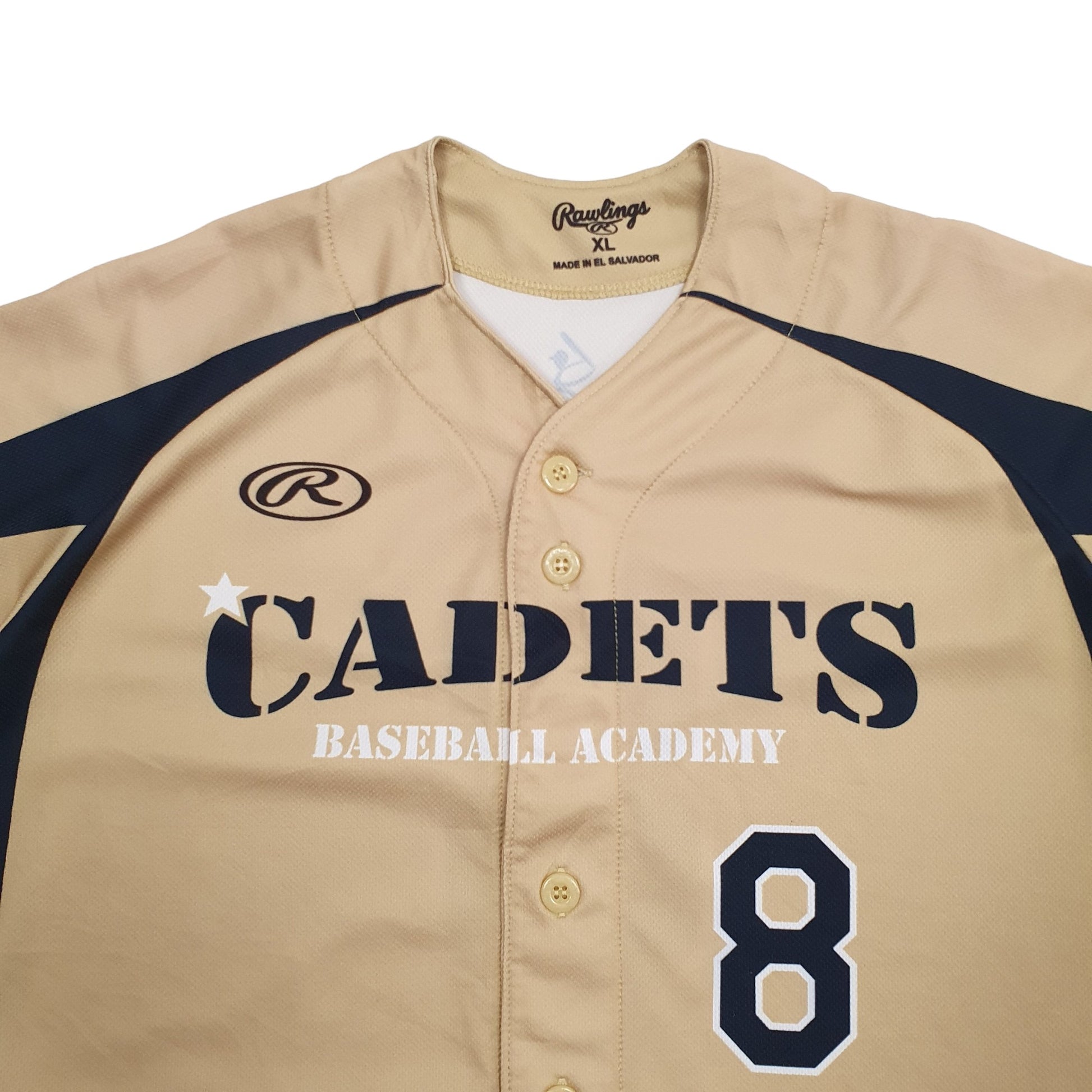 Mens Gold Rawlings Baseball Jersey Cadets Short Sleeve T Shirt