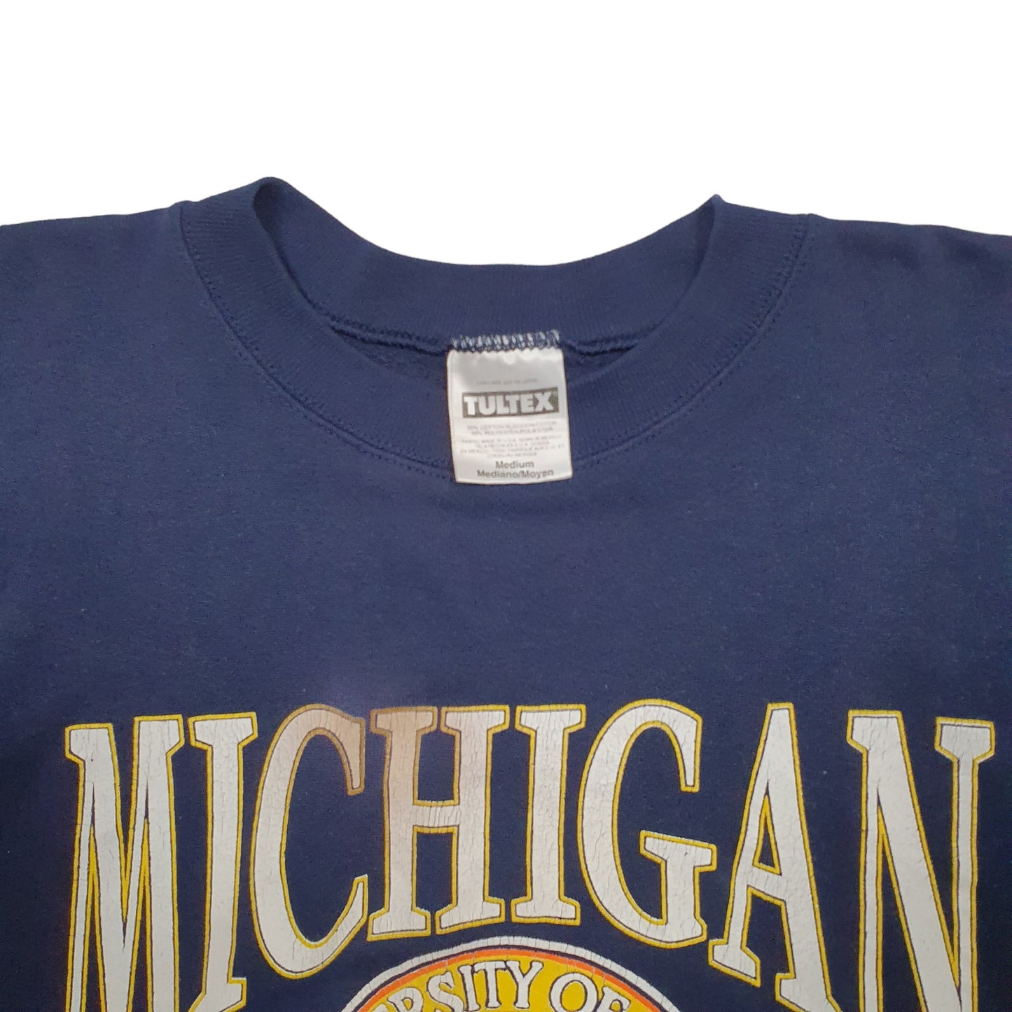 Mens Navy Tultex Michigan University Made In USA 90's Crewneck Jumper
