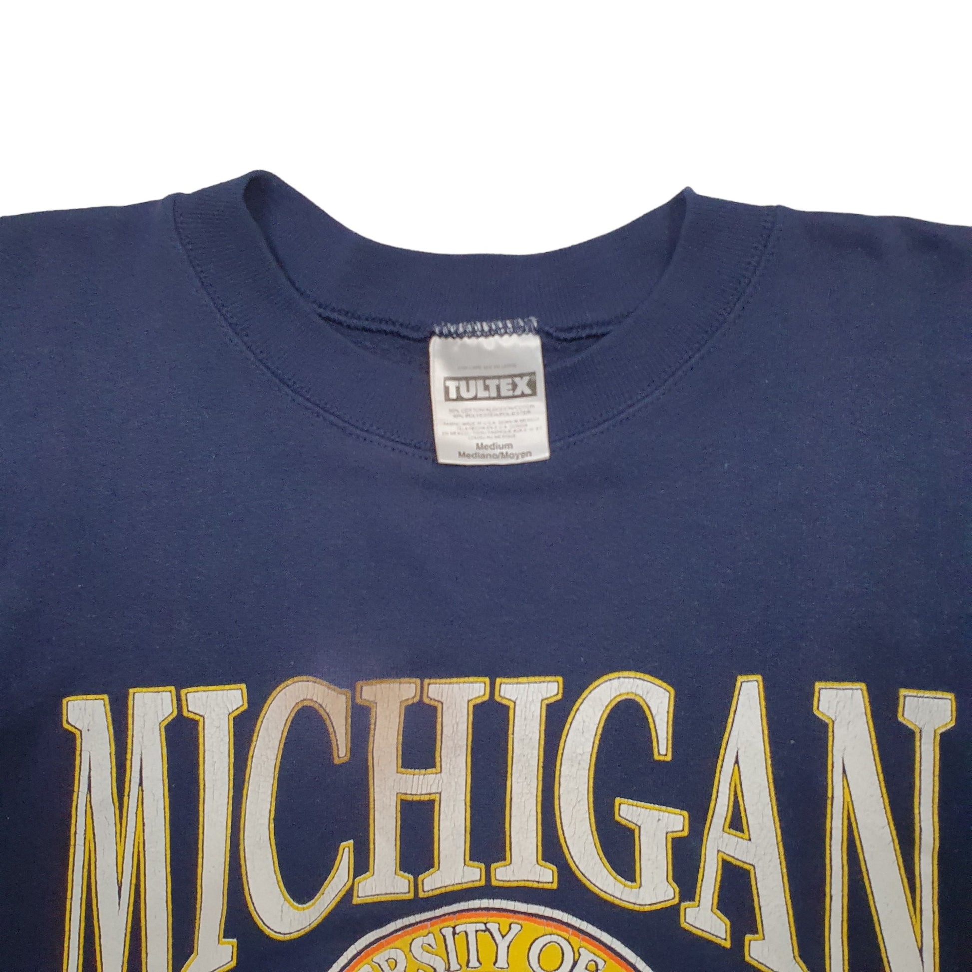 Mens Navy Tultex Michigan University Made In USA 90's Crewneck Jumper