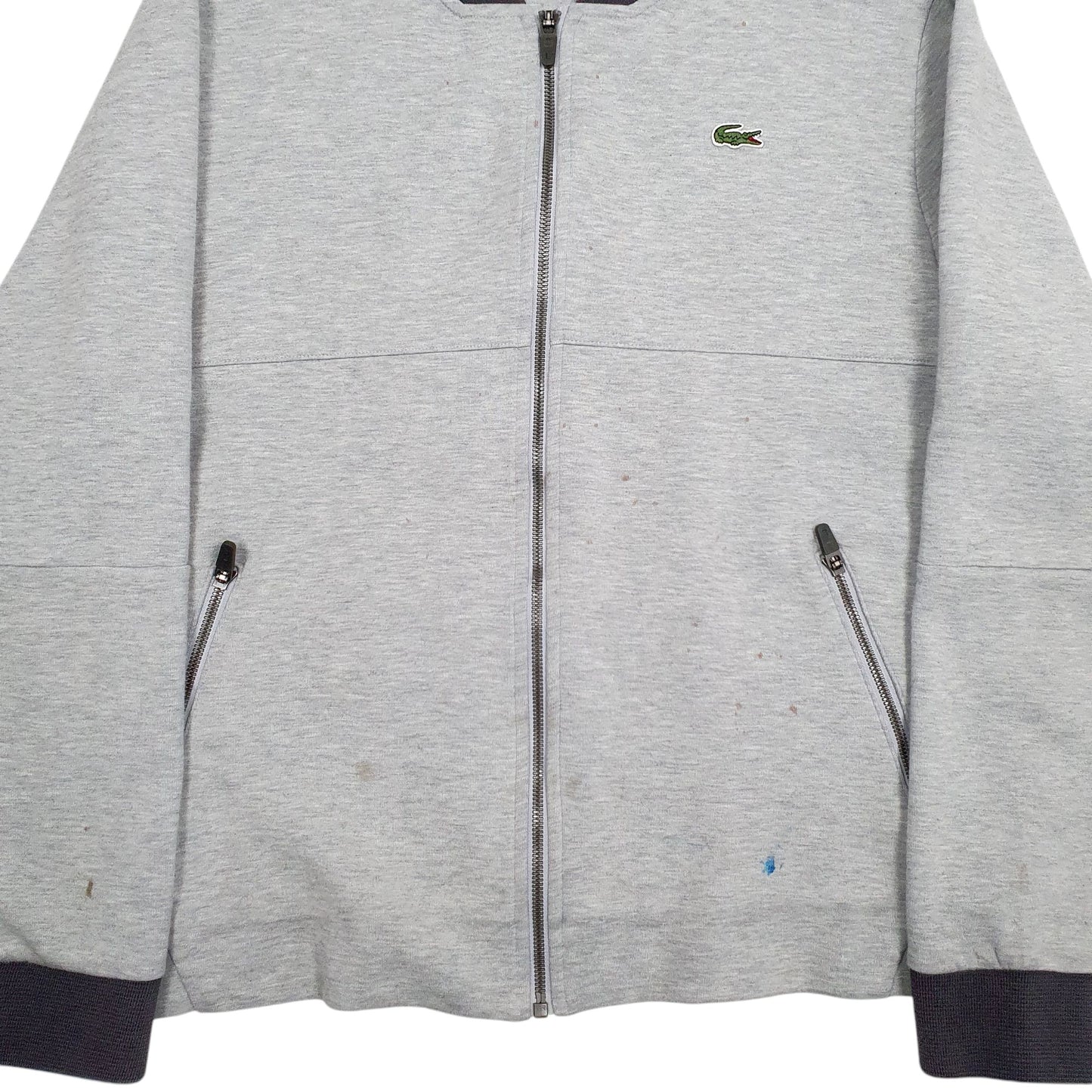 Mens Grey Lacoste Sport Full Zip Jumper