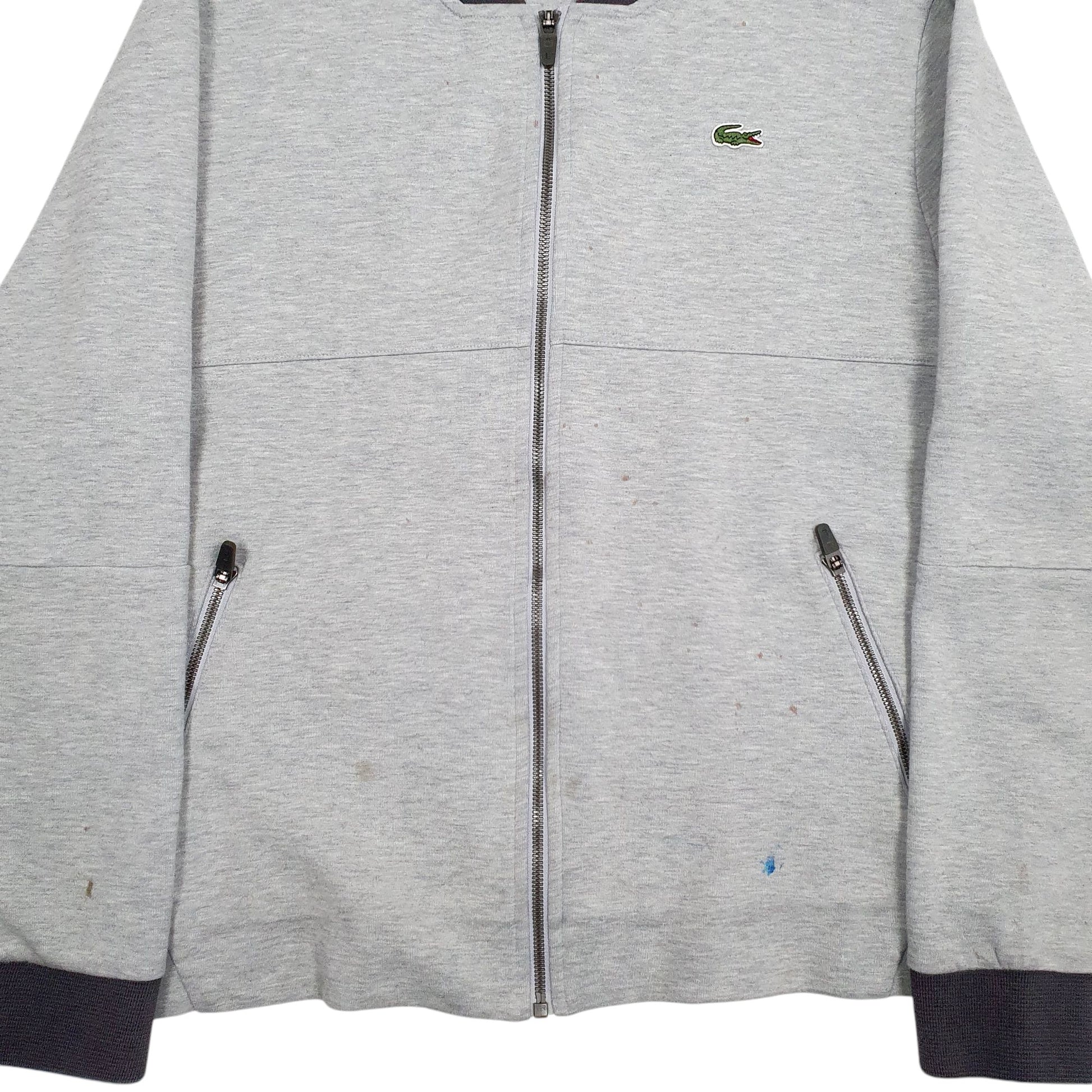 Mens Grey Lacoste Sport Full Zip Jumper