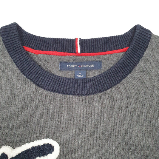 Womens Grey Tommy Hilfiger Knit Spellout Script Crewneck Jumper