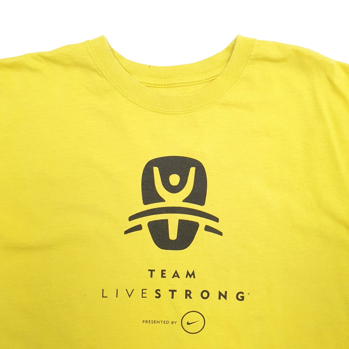Mens Yellow Nike Spellout Livestrong Short Sleeve T Shirt