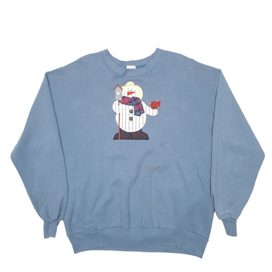 Mens Blue Jerzees  Crewneck Jumper