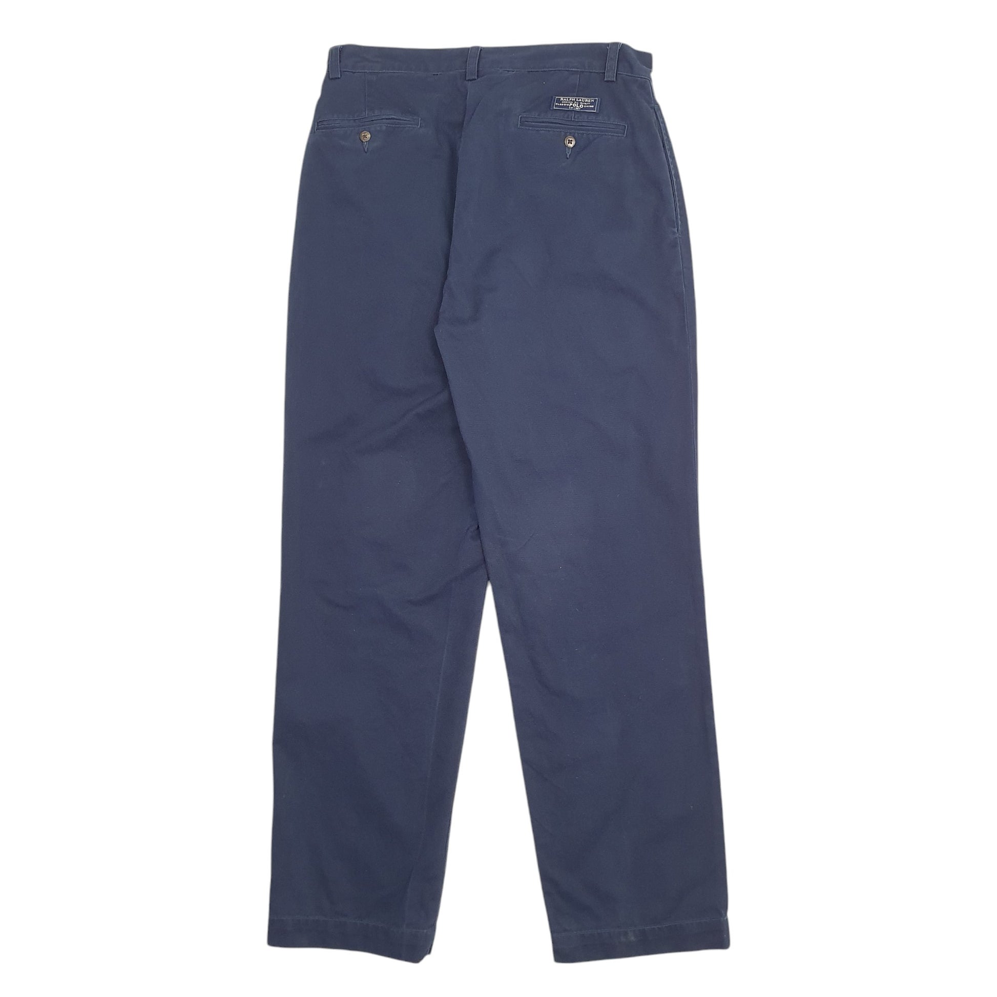 Mens Navy Polo Ralph Lauren Double Pleated Vintage 2000's Chino Trousers