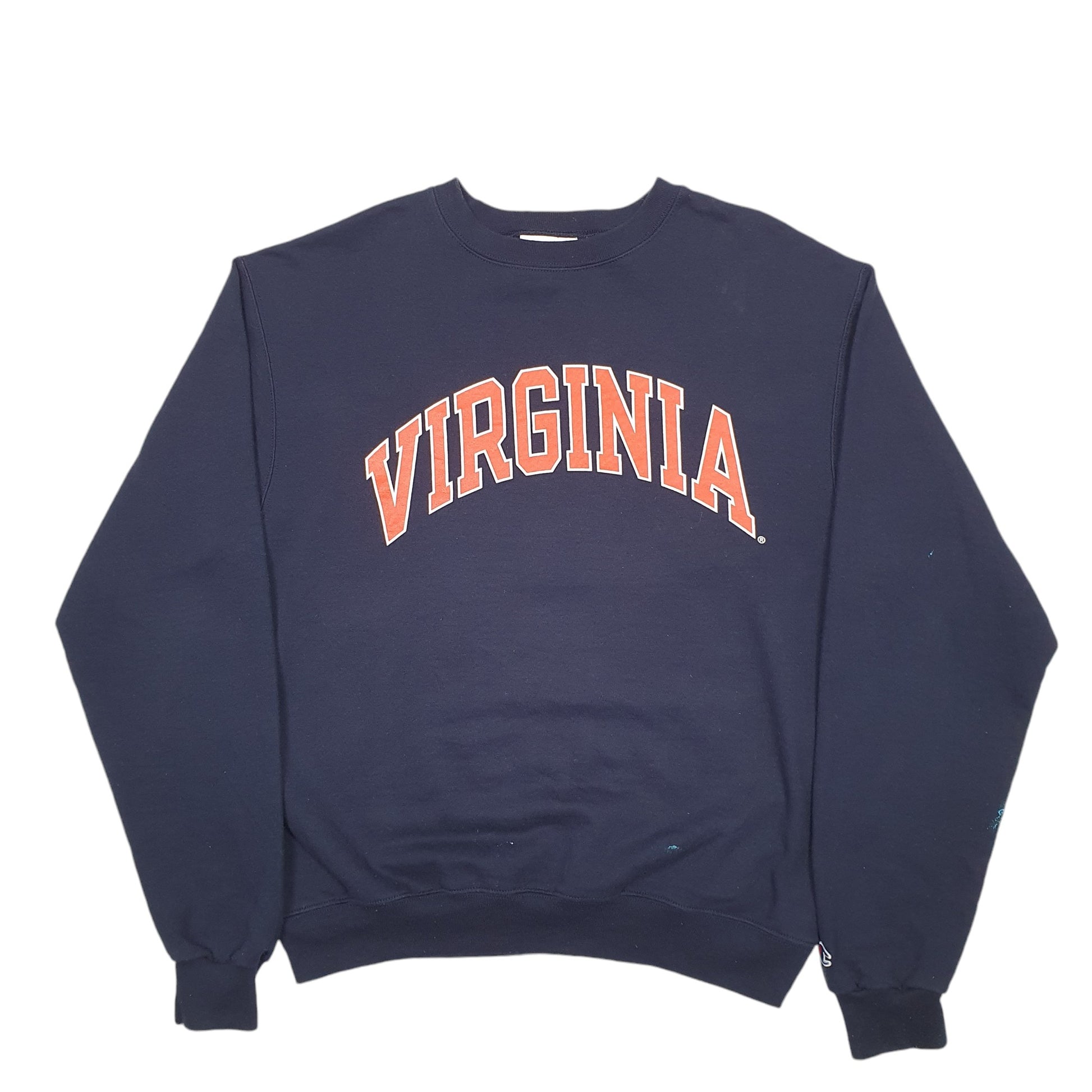 Mens Navy Champion Virginia Spellout Crewneck Jumper