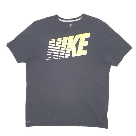 Mens Black Nike Spellout Dri Fit Short Sleeve T Shirt