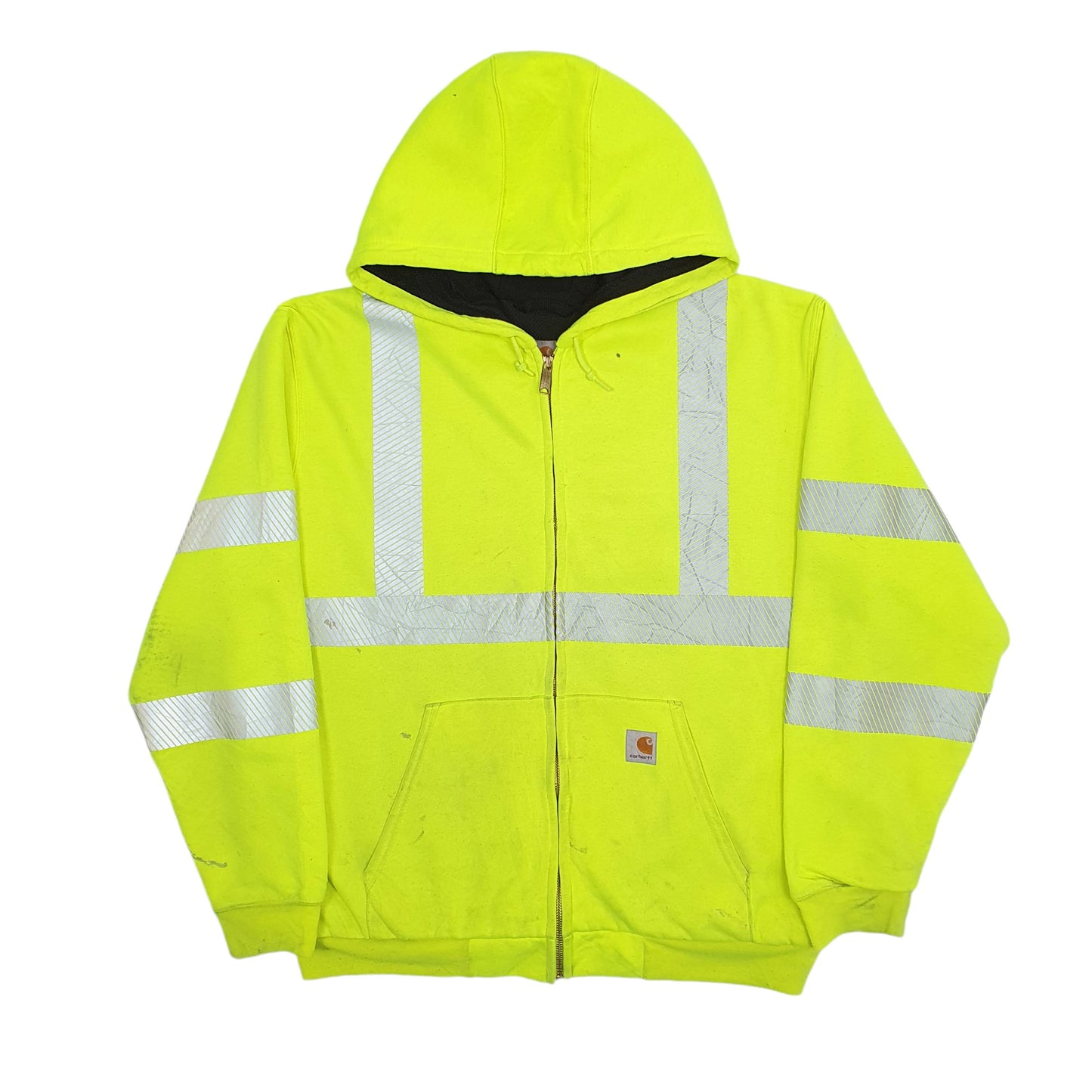 Mens Yellow Carhartt Hi Vis Reflective Safety Jacket Full Zip Jumper