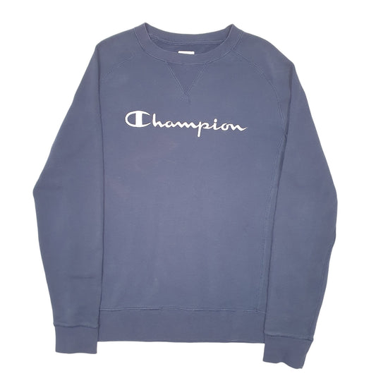 Womens Navy Champion Script Raglan Crewneck Jumper