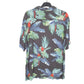 Mens Black H&M Hawaiian Parrots Tropical Short Sleeve Shirt