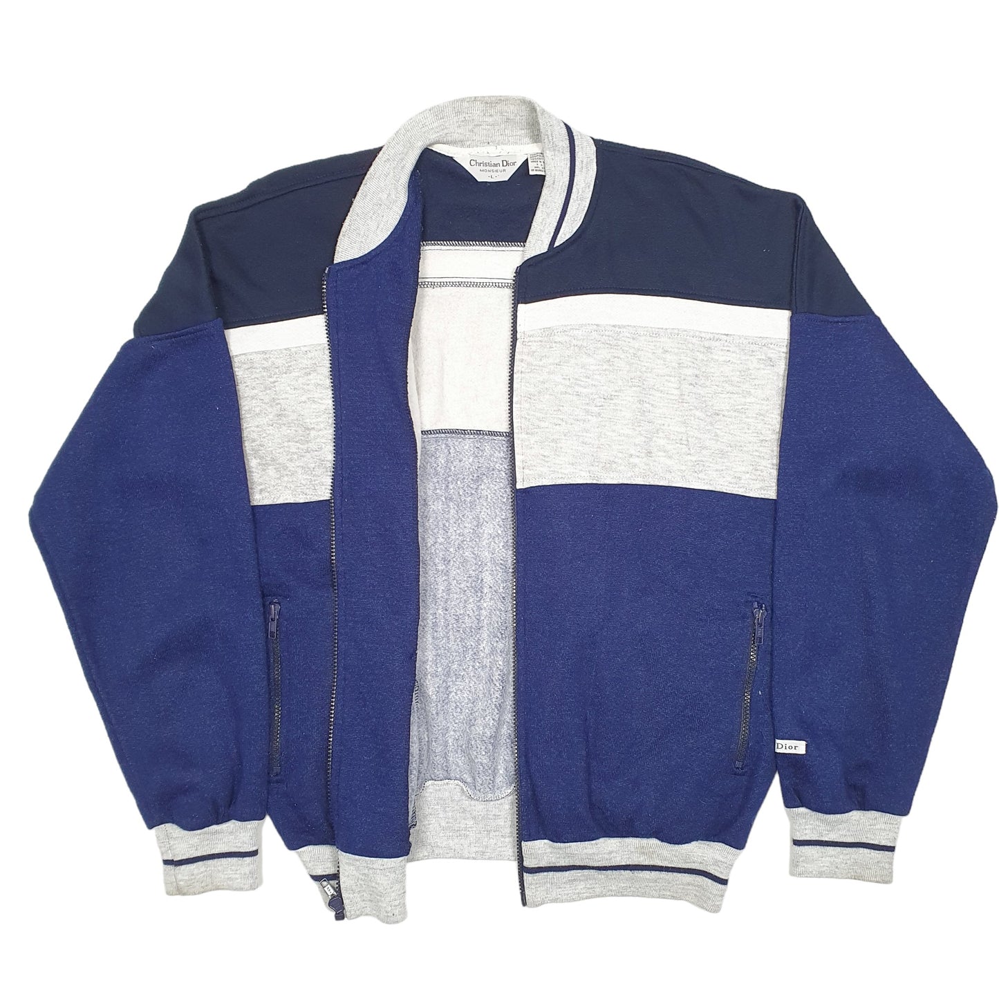 Mens Grey Christian Dior Vintage Sweat Monsieur Designer Full Zip Jumper