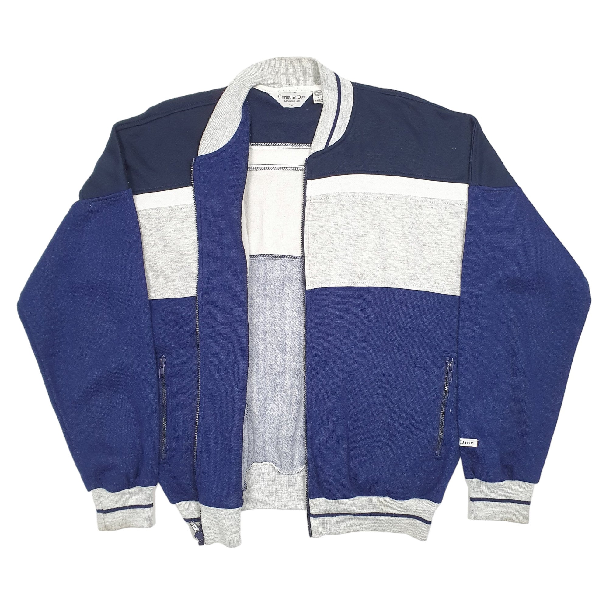 Mens Grey Christian Dior Vintage Sweat Monsieur Designer Full Zip Jumper