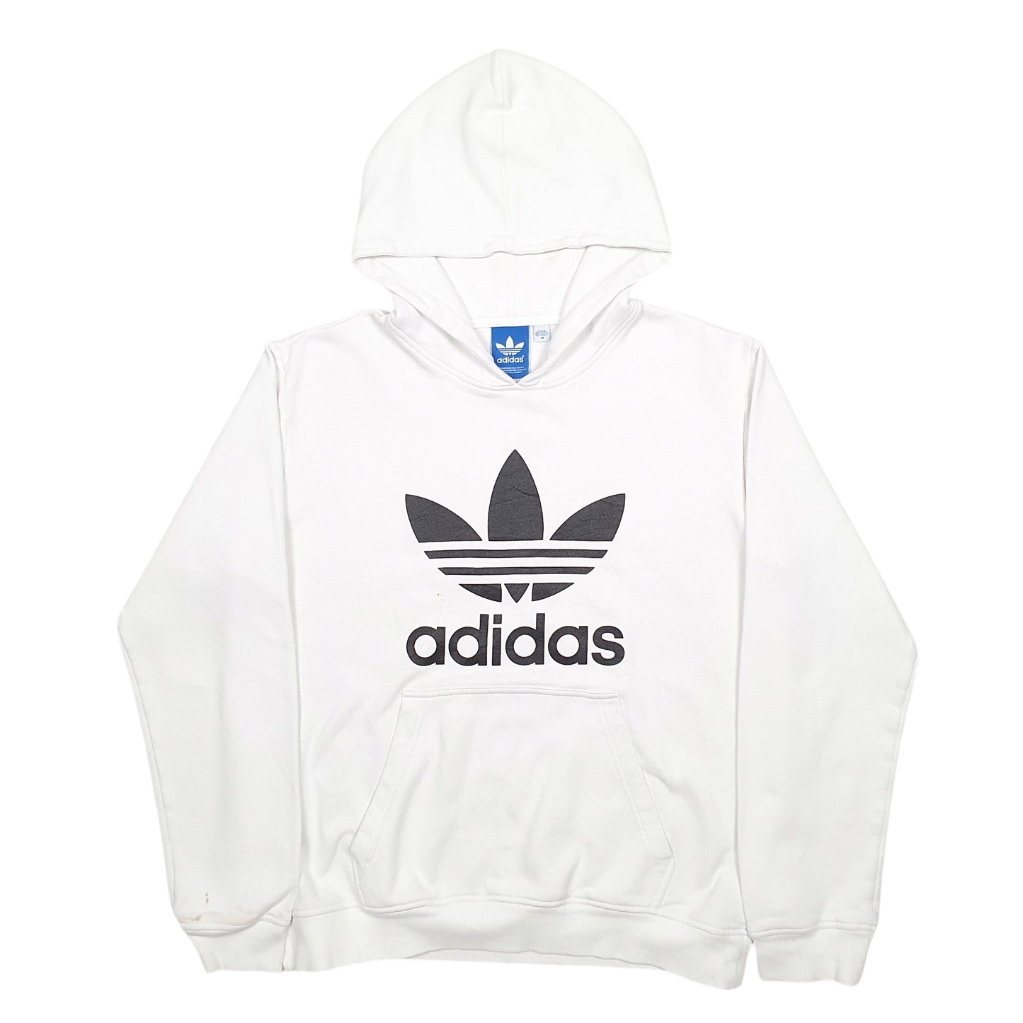Mens White Adidas Spellout Hoodie Jumper
