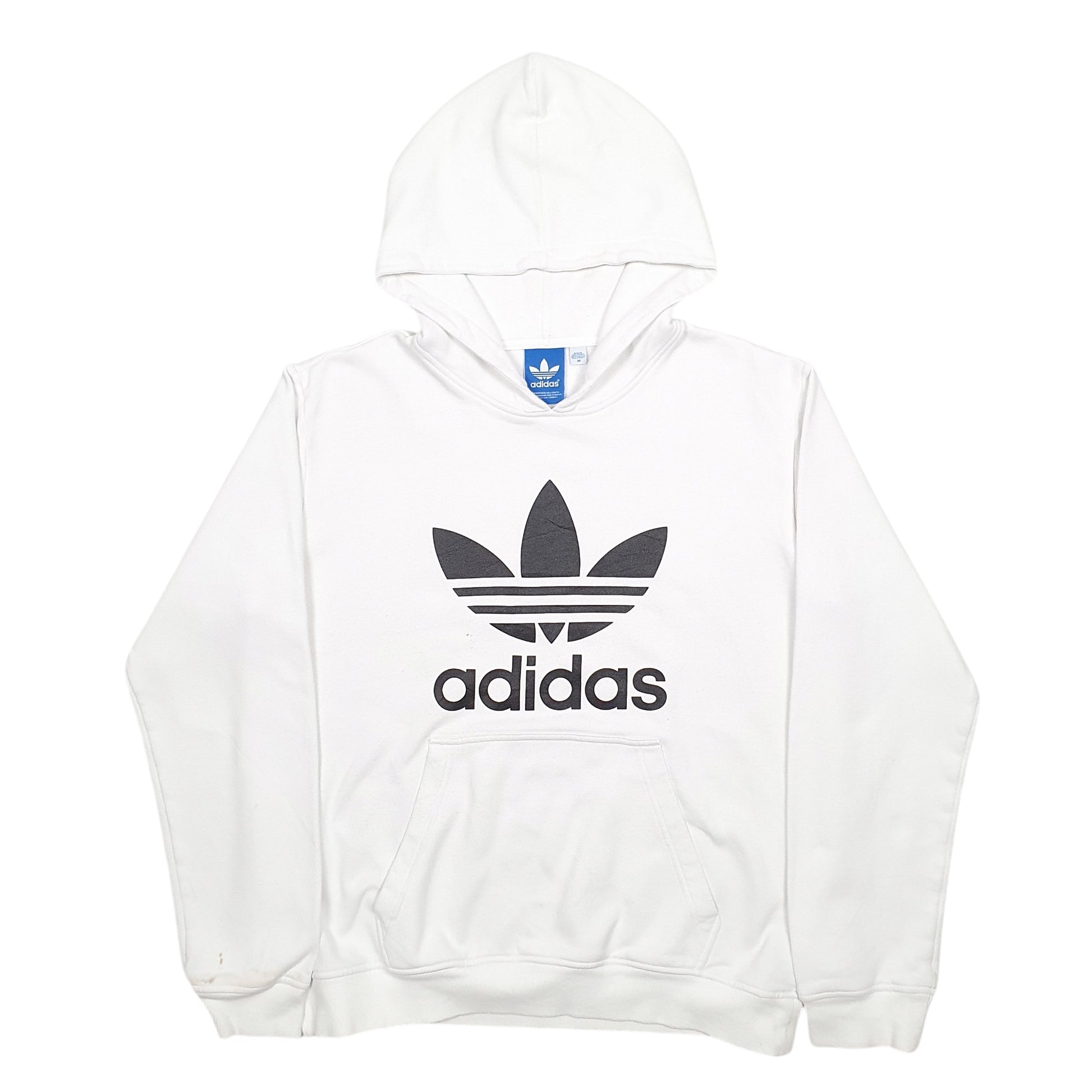 Mens White Adidas Spellout Hoodie Jumper