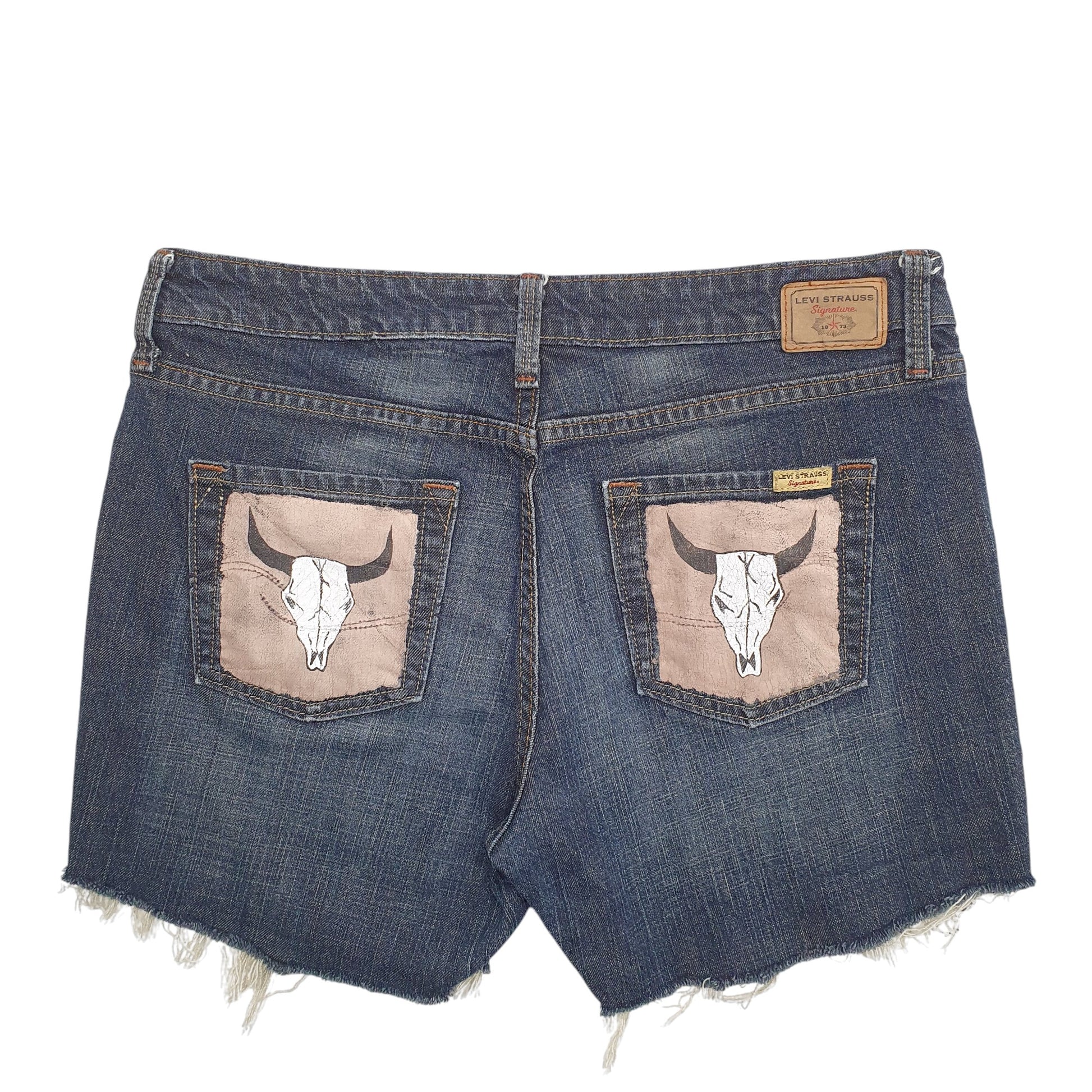 Womens Blue Levis Skull Denim Shorts