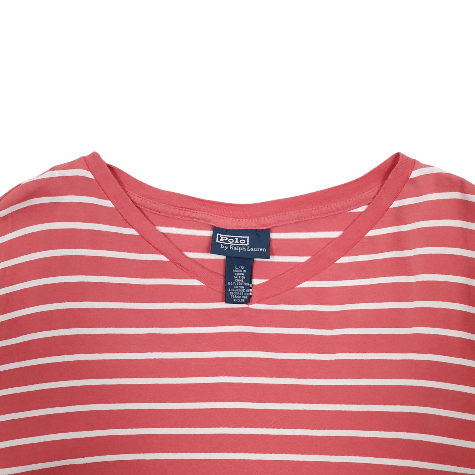 Mens Red Polo Ralph Lauren Stripes Short Sleeve T Shirt