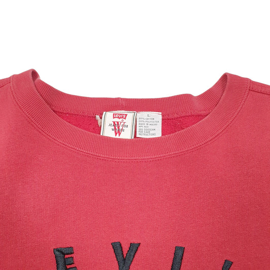 Womens Red Levis Vintage Jeans Spellout Oversized Crewneck Jumper