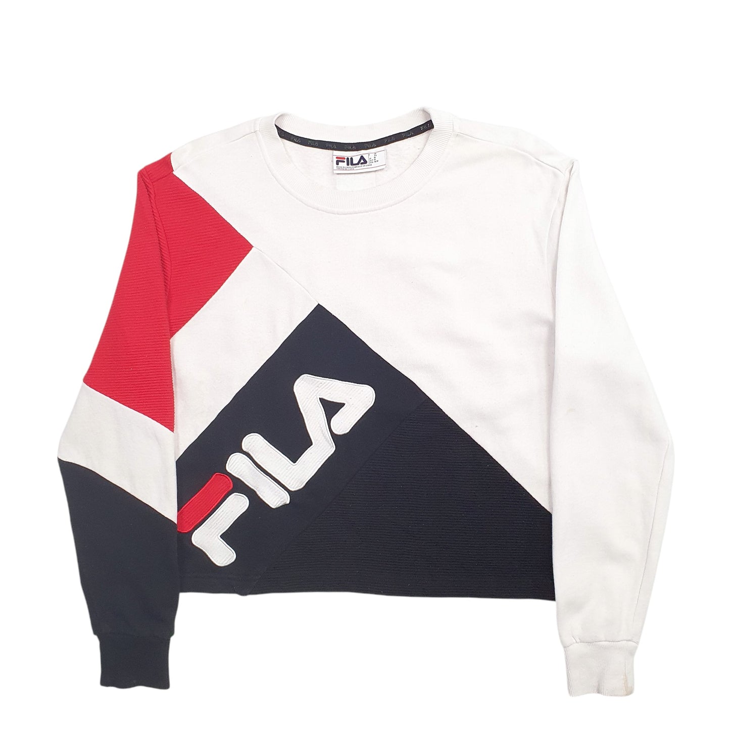 Womens White Fila Spellout Crewneck Jumper