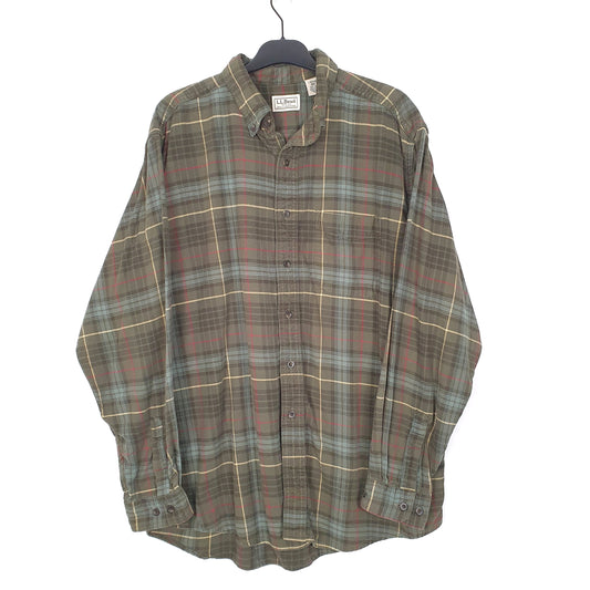 Mens Green L.L.Bean Flannel Overshirt Long Sleeve Shirt