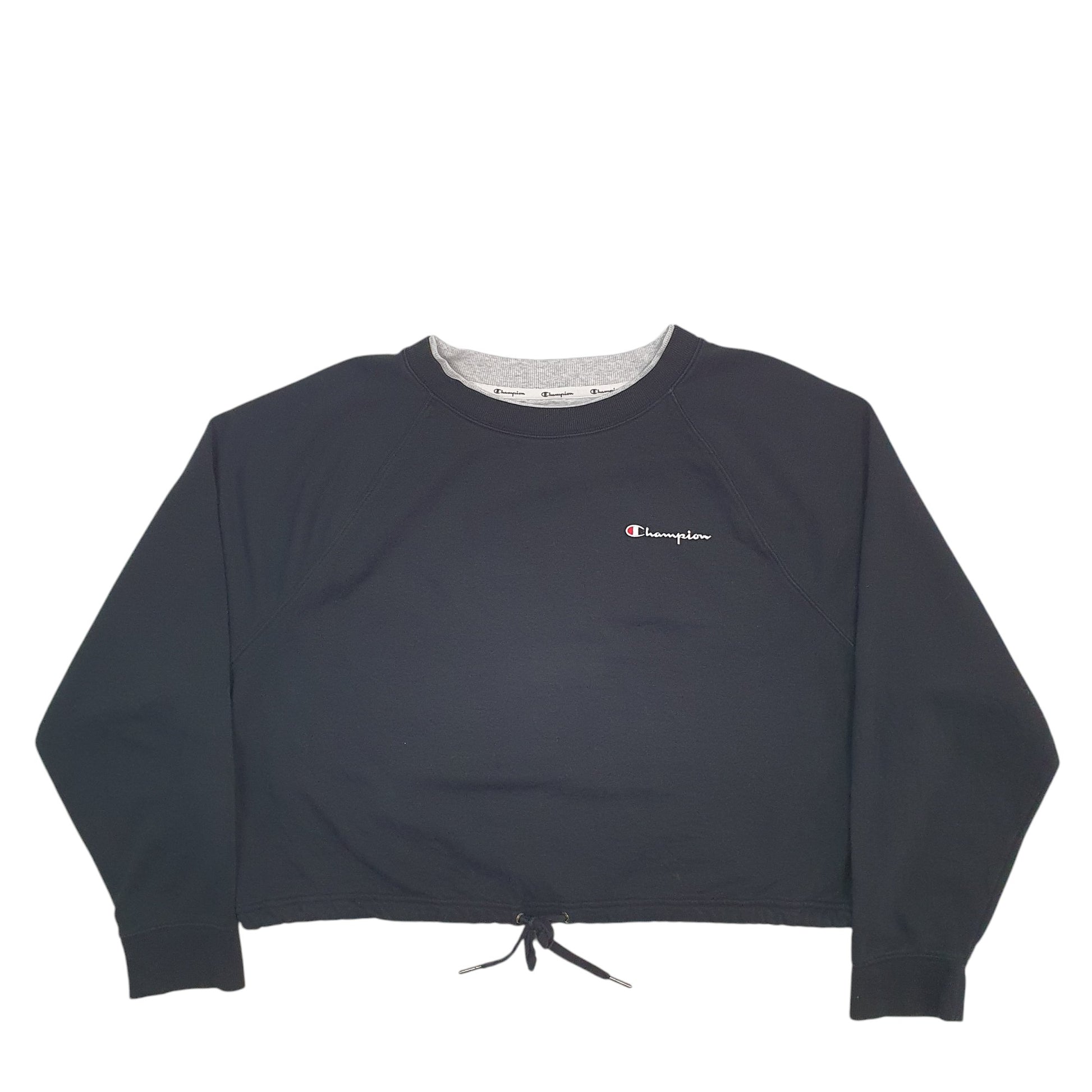 Womens Black Champion Crop Top Crewneck Jumper