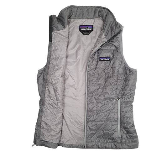 Womens Grey Patagonia Nano Puff Puffer Vest Full Zip Coat