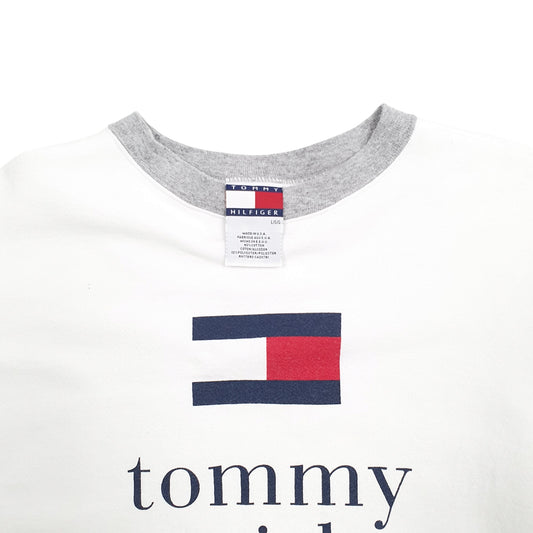 Womens White Tommy Hilfiger Tommy Girl Spellout Crewneck Jumper