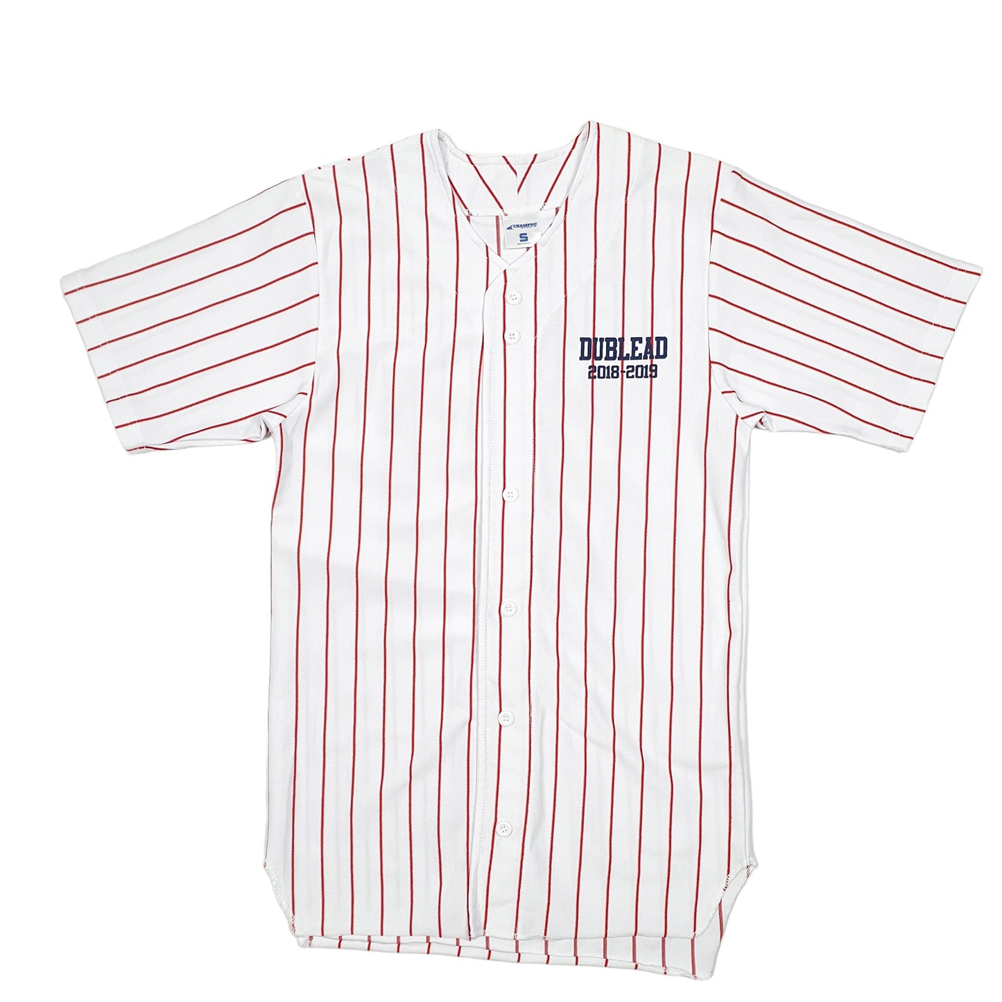 Mens White Champro Sports Baseball Jersey Dublead 2018-2019 Short Sleeve T Shirt