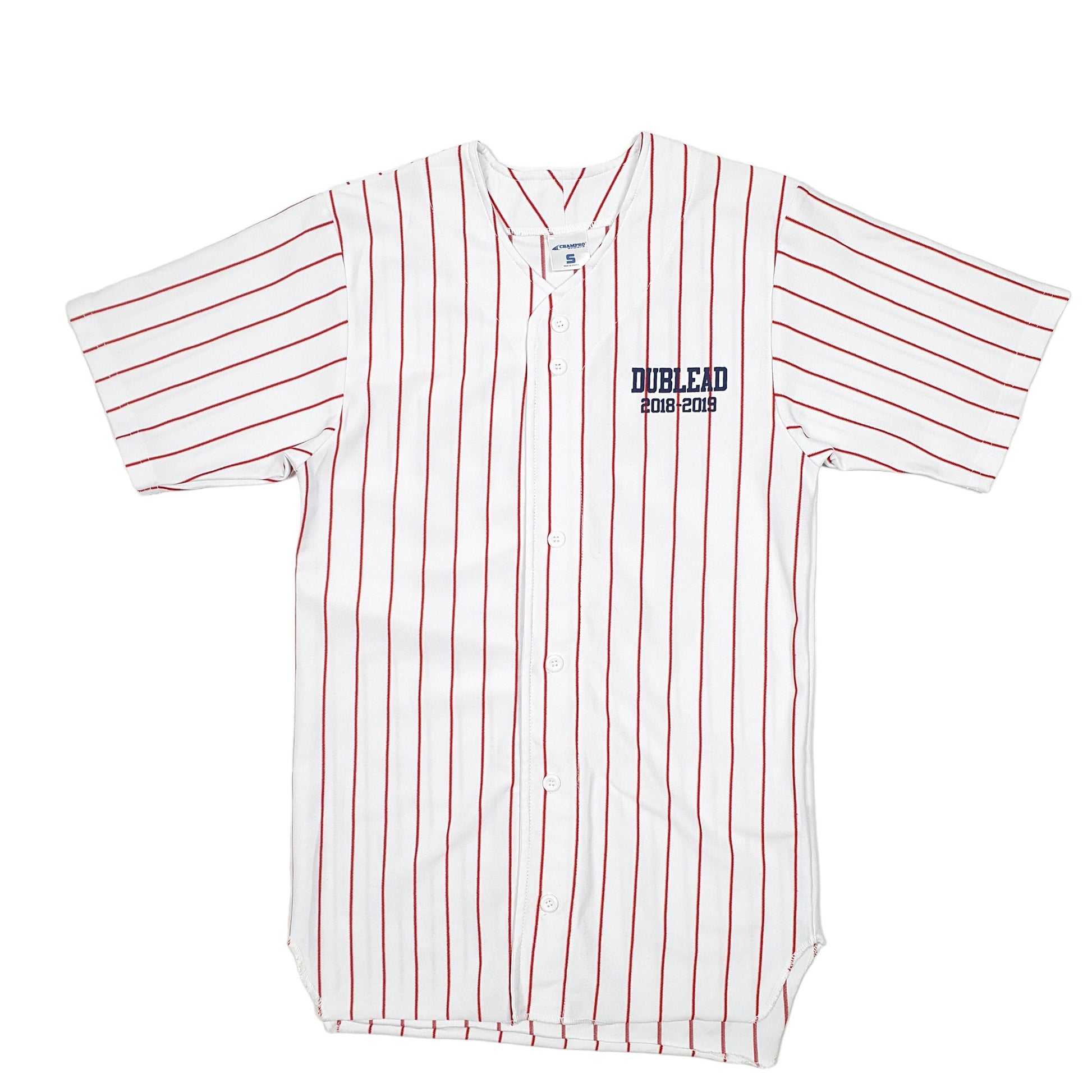 Mens White Champro Sports Baseball Jersey Dublead 2018-2019 Short Sleeve T Shirt