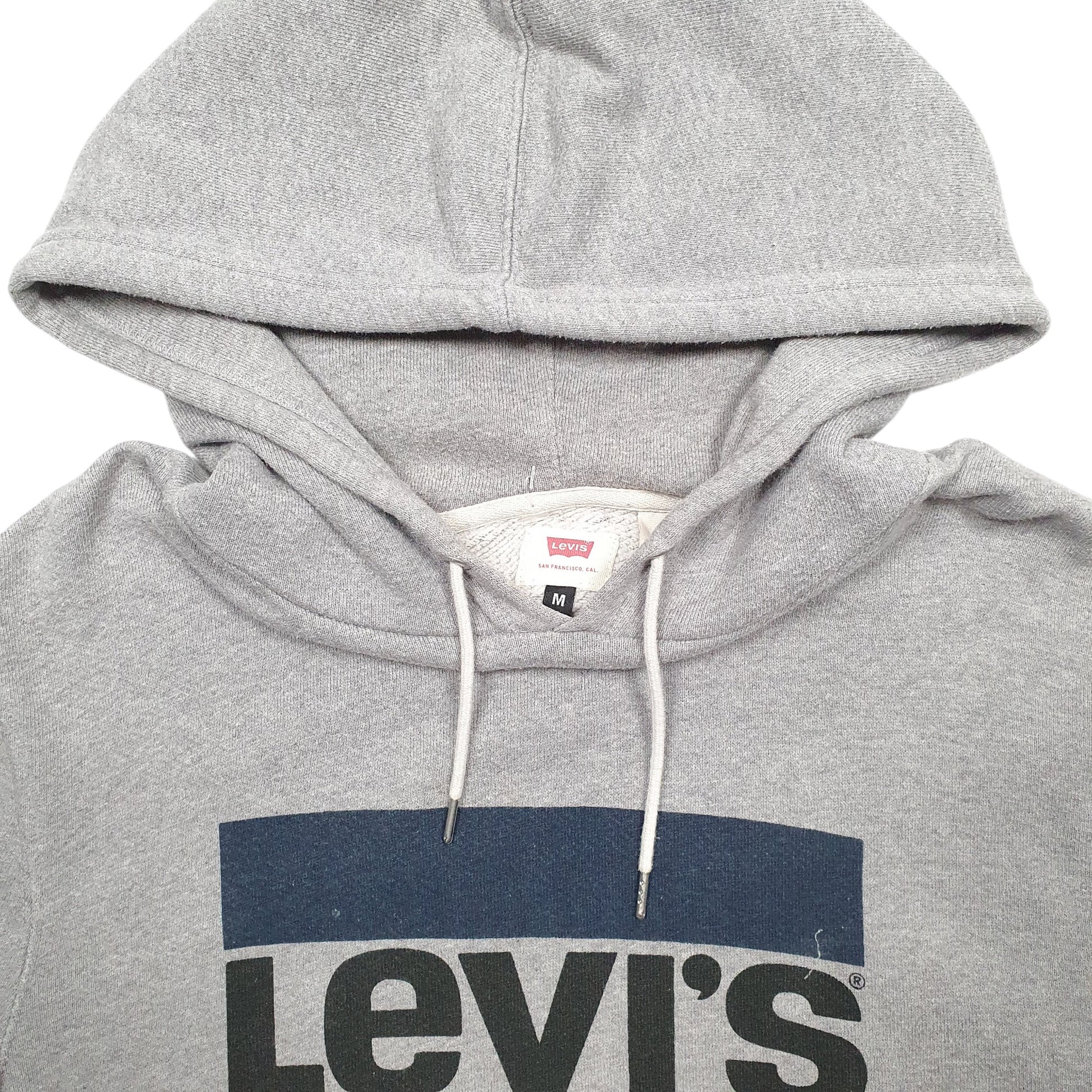 Mens Grey Levis Spellout Hoodie Jumper