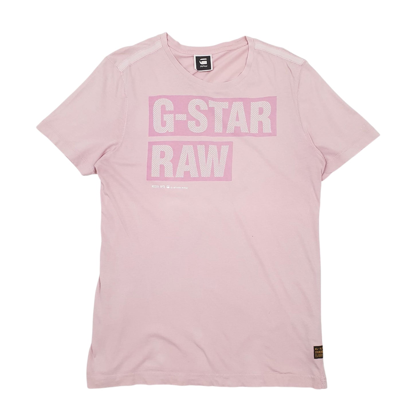 Mens Pink G Star Raw Spellout Short Sleeve T Shirt