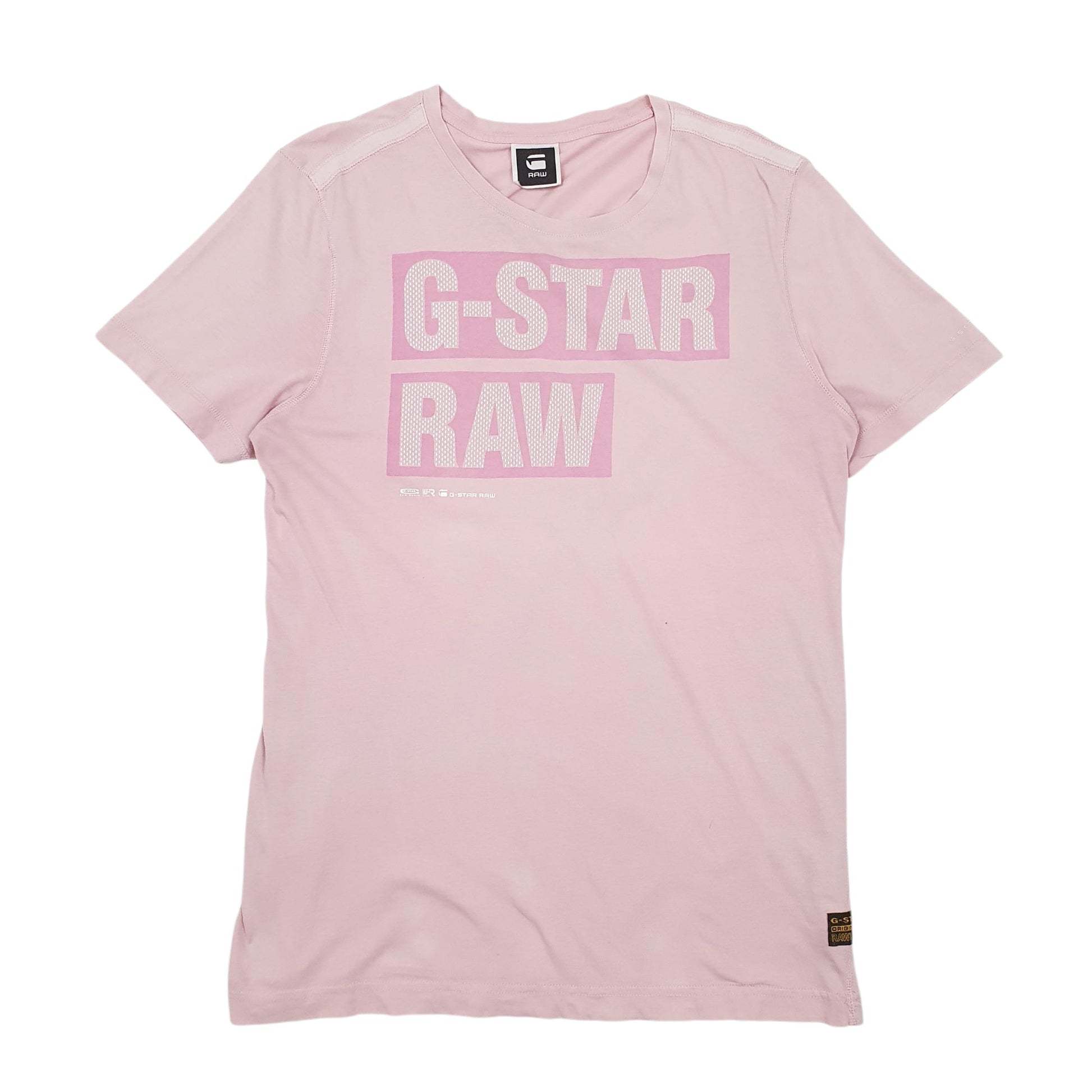 Mens Pink G Star Raw Spellout Short Sleeve T Shirt