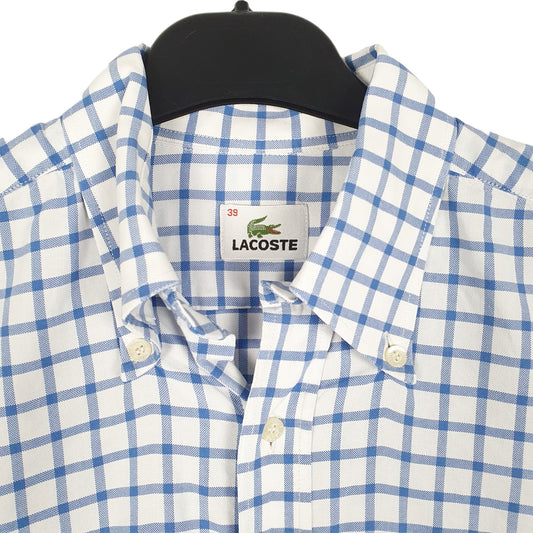 Mens White Lacoste  Long Sleeve Shirt