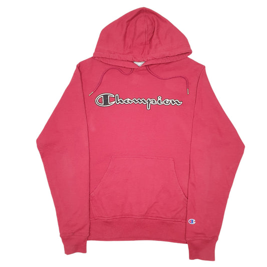 Mens Red Champion Script Hoodie Jumper