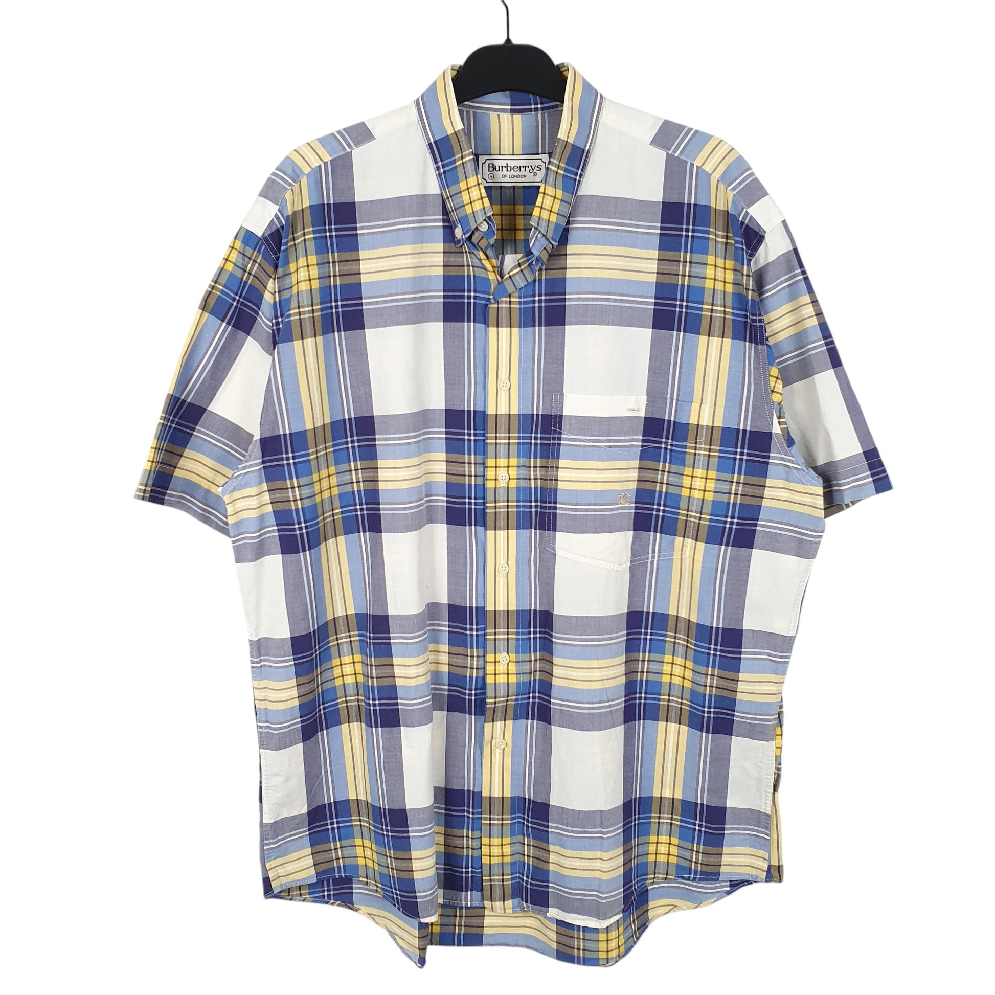 Mens White Burberry  Short Sleeve Shirt
