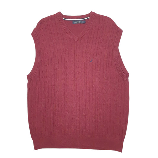 Mens Burgundy Nautica Knit Tank Top Jumper